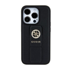 Guess Grip Stand 4G Saffiano Strass Logo - Apple iPhone 15 Case black - Image 1
