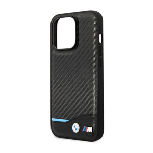 BMW Leather Carbon Blue Line MagSafe - dėklas skirtas Apple iPhone 14 Pro Black - Image 6