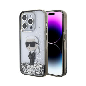Karl Lagerfeld Liquid Glitter Ikonik - Apple iPhone 15 Pro Max Case Transparent - Image 1