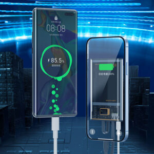 WEKOME WP-325 Vanguard Series - Power bank 20000 mAh Super Charging su built-in USB-C & Lightning PD 20W cable + QC 22.5W juodos spalvos / Transparent - Image 5