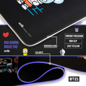 BT21 - Gaming/desk mat XXL with LED illumination (90 x 40 cm) - Image 5
