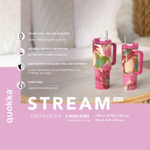 Quokka Stream - Stainless Steel Thermal Mug 1200 ml with Straw (Cotton) - Image 2