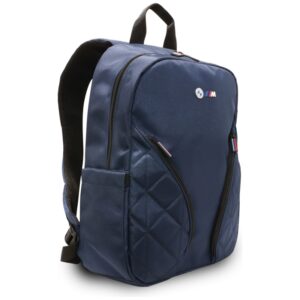 BMW Nylon Pockets & Metal Logo - 16" Notebook Backpack Navy Blue - Image 3