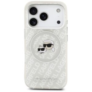 Karl Lagerfeld IML Glitter Karl & Choupette Heads Logo MagSafe - dėklas skirtas Apple iPhone 17 Pro gray - Image 3