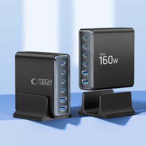 Tech-Protect DC160W-GAN 6-Port stalinis įkroviklis PD 160W / QC3.0 juodos spalvos - Image 3