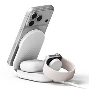 Ringke QI2.2 25W 3in1 Magnetic MagSafe belaidis sulankstomas įkroviklis baltos spalvos - Image 3
