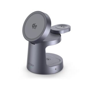 Tech-Protect QI2.2-25W-A48 3in1 magnetic MagSafe belaidis įkroviklis pilkos spalvos - Image 3