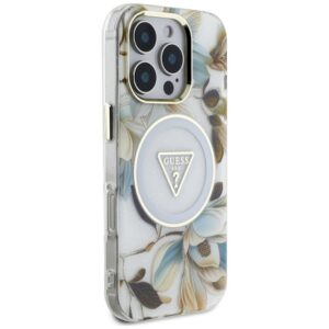 Guess Glitter Flowers Triangle Buttons MagSafe - dėklas skirtas Apple iPhone 16 Pro Max white - Image 4