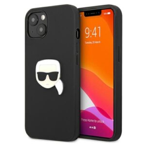 Karl Lagerfeld PU Leather Karl's Head Metal - dėklas skirtas Apple iPhone 13 mini Black - Image 1