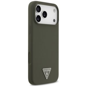 Guess Silicone Triangle Logo MagSafe - dėklas skirtas Apple iPhone 17 Pro Max khaki - Image 4