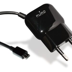 PURO Mini kelioninis įkroviklis - Portable laidinis įkroviklis su Micro USB Cable juodos spalvos - Image 2