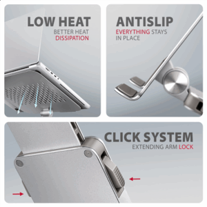 AXAGON STND-LR Laptop and Tablet Stand, 360° Rotation, Height Adjustable - Silver - Image 11