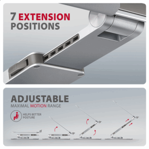 AXAGON STND-LR Laptop and Tablet Stand, 360° Rotation, Height Adjustable - Silver - Image 12