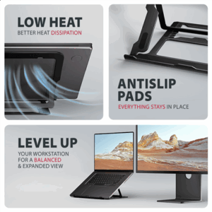 AXAGON STND-LAB Laptop Stand, height-adjustable, foldable, aluminium - black - Image 7