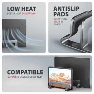 AXAGON STND-VG Vertical Laptop Stand, adjustable width, aluminium - grey - Image 6