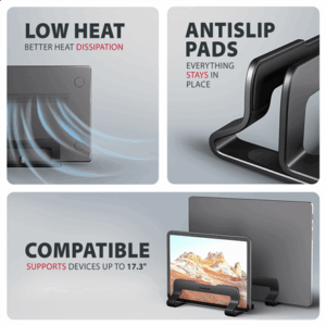 AXAGON STND-VB Vertical Laptop Stand, adjustable width, aluminium - black - Image 9