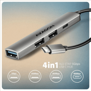 AXAGON HUE-STC USB Hub - 3x USB-A, 1x USB-C, 12cm USB-C Cable - Image 4