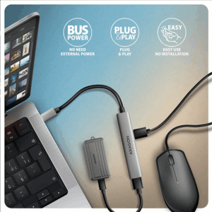 AXAGON HUE-STC USB Hub - 3x USB-A, 1x USB-C, 12cm USB-C Cable - Image 6