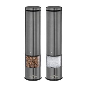 Küchenprofi Boston - Electric Salt and Pepper Mills with Ceramic Grinding Mechanism 23x5 cm Set of 2 (Grey)