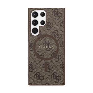 Guess 4G Collection Leather Metal Logo MagSafe - Case Samsung Galaxy S24 Ultra Brown - Image 3