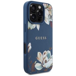 Guess Grained Printed Flower Pattern MagSafe - dėklas skirtas Apple iPhone 16 Pro blue - Image 4