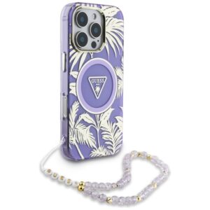 Guess Palm Trees Triangle Pearl Strap MagSafe - dėklas skirtas Apple iPhone 16 Pro Max purple - Image 3
