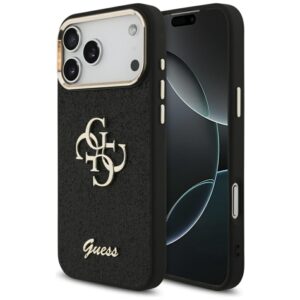 Guess Fixed Glitter Big 4G Metal Frame - dėklas skirtas Apple iPhone 17 Pro Max black