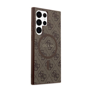 Guess 4G Collection Leather Metal Logo MagSafe - Case Samsung Galaxy S24 Ultra Brown - Image 4
