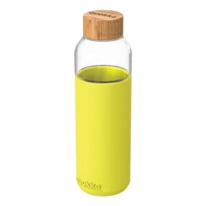 Quokka Flow - Glass rounded bottle with silicone cover 660ml (Neon Green)