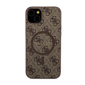 Guess 4G Collection Leather Metal Logo MagSafe - dėklas skirtas Apple iPhone 15/14/13 Brown - Image 3