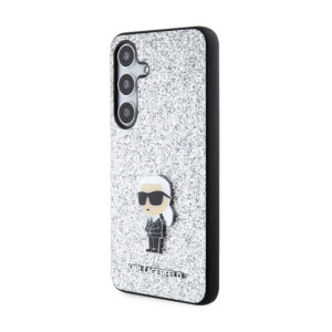 Karl Lagerfeld Fixed Glitter Ikonik Logo Metal Pin - Samsung Galaxy S24 Case Silver - Image 2