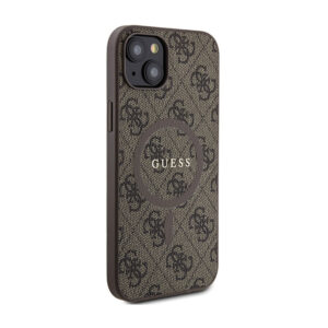 Guess 4G Collection Leather Metal Logo MagSafe - dėklas skirtas Apple iPhone 15/14/13 Brown - Image 4