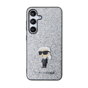 Karl Lagerfeld Fixed Glitter Ikonik Logo Metal Pin - Samsung Galaxy S24 Case Silver - Image 3