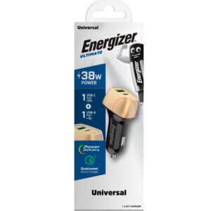 Energizer Ultimate - USB-C & USB-A 38W PD + QC3.0 automobilinis įkroviklis aukso spalvos / juodos spalvos - Image 5