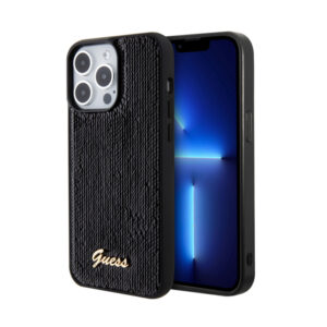 Guess Sequin Script Metal - dėklas skirtas Apple iPhone 15 Pro Black