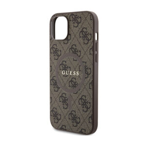 Guess 4G Collection Leather Metal Logo MagSafe - dėklas skirtas Apple iPhone 15/14/13 Brown - Image 6