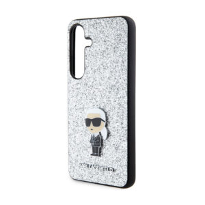 Karl Lagerfeld Fixed Glitter Ikonik Logo Metal Pin - Samsung Galaxy S24 Case Silver - Image 6