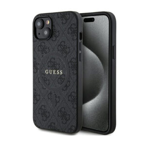Guess 4G Collection Leather Metal Logo MagSafe - dėklas skirtas Apple iPhone 15 Plus / 14 Plus black - Image 1