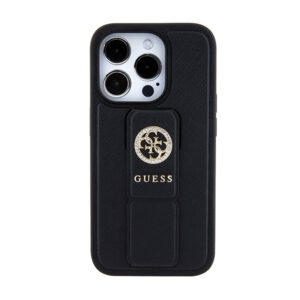 Guess Grip Stand 4G Saffiano Strass Logo - Apple iPhone 15 Pro Case black - Image 3