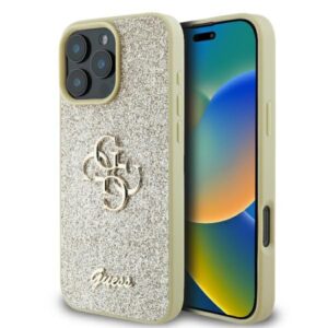 Guess Fixed Glitter Big 4G - dėklas skirtas Apple iPhone 16 Pro gold - Image 1