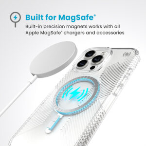 Speck Presidio Perfect-Clear Grip MagSafe - dėklas skirtas Apple iPhone 16 Pro Max Clear / Chrome Finish / Serene Silver - Image 3