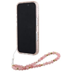 Guess IML Flowers Allover Electro With Pearl Strap MagSafe - dėklas skirtas Apple iPhone 16 Pink - Image 4