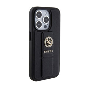 Guess Grip Stand 4G Saffiano Strass Logo - Apple iPhone 15 Pro Case black - Image 4
