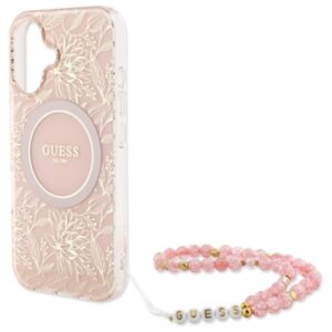Guess IML Flowers Allover Electro With Pearl Strap MagSafe - dėklas skirtas Apple iPhone 16 Pink - Image 5