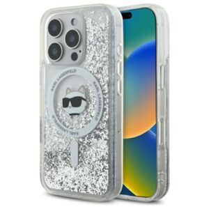 Karl Lagerfeld Liquid Glitter Choupette Head MagSafe - dėklas skirtas Apple iPhone 16 Pro Max transparent - Image 1