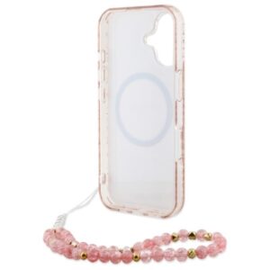 Guess IML Flowers Allover Electro With Pearl Strap MagSafe - dėklas skirtas Apple iPhone 16 Pink - Image 6