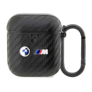 BMW Carbon Double Metal Logo - dėklas skirtas AirPods 1/2 gen (Black) - Image 1
