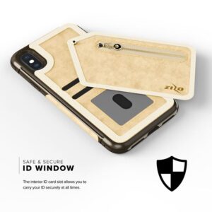 Zizo Nebula Wallet Case - Wallet Back and Zipper Pouch with Apsauginis stiklas Screen Protector skirtas Apple iPhone X (Tan/Brown) - Image 6