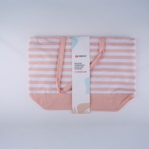 Alpina - Striped Beach Bag 49.3x16x34 cm (Apricot / White) - Image 2