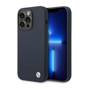 BMW Liquid Silicone Case Metal Logo MagSafe - dėklas skirtas Apple iPhone 14 Pro Navy Blue - Image 1